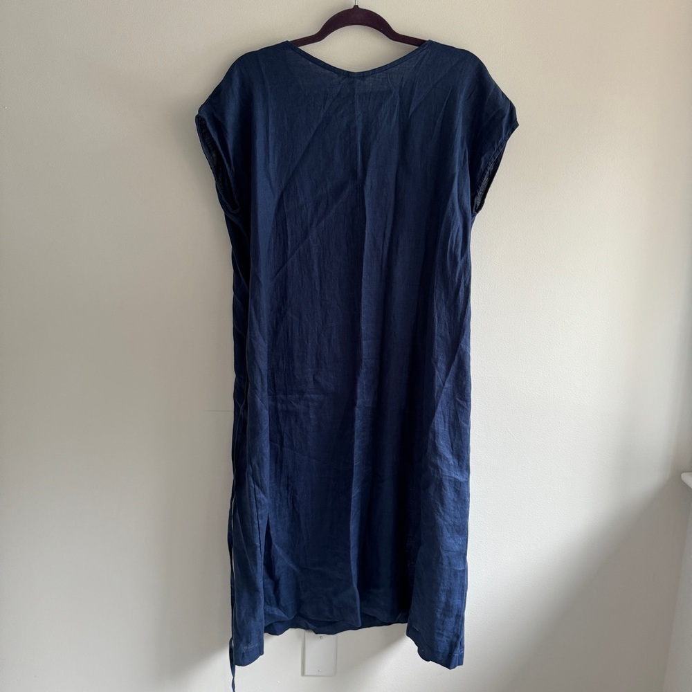 Fog Linen Shift Dress | Navy Blue | One Size - Picture 3 of 5